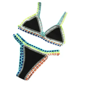 Bikini szydełkowe damskie 2-częściowe na lato Czarny