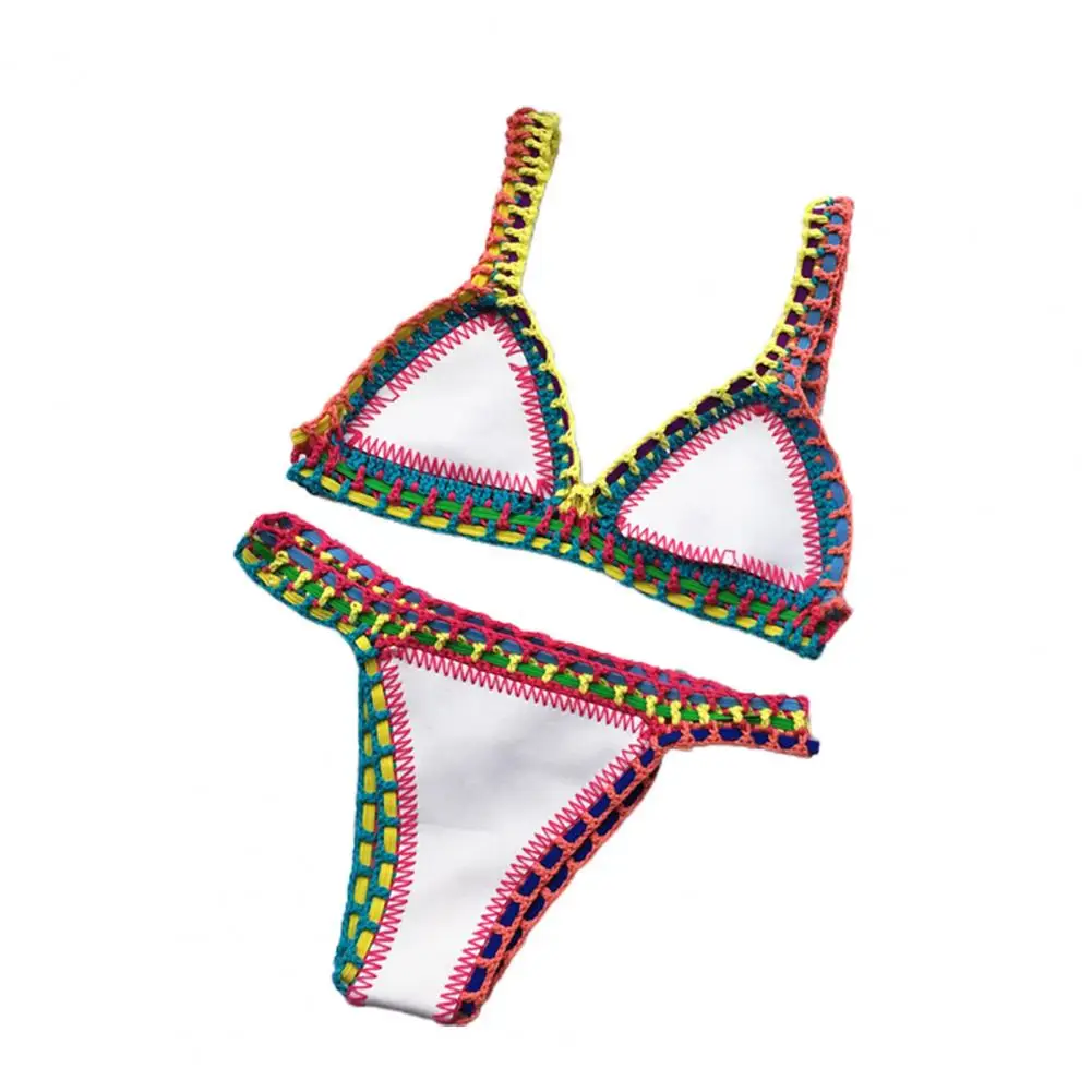 Bikini szydełkowe damskie 2-częściowe na lato Biały