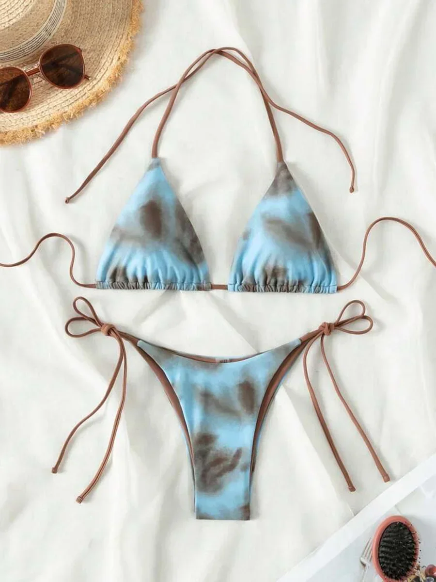 Bikini tie-dye mini string — dwuczęściowy strój kąpielowy Wielo