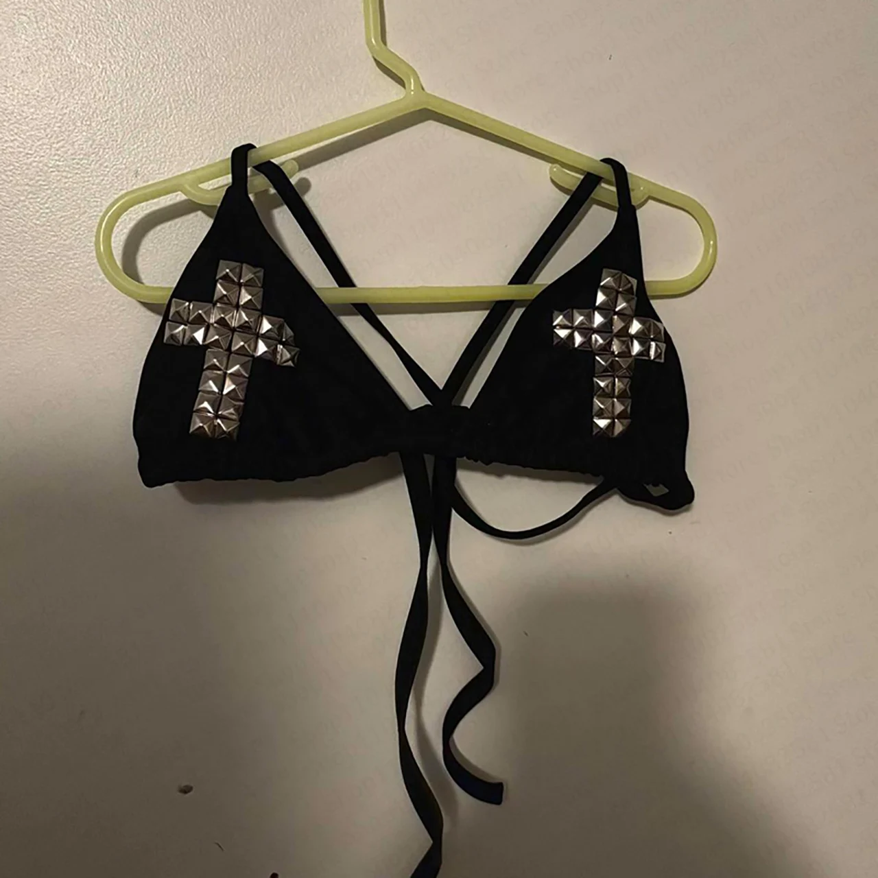 Bikini top Y2K w stylu punk grunge wiązane Hei
