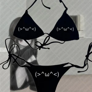 Bikini Y2K push-up z wyściełanym biustonoszem i stringami Czarny