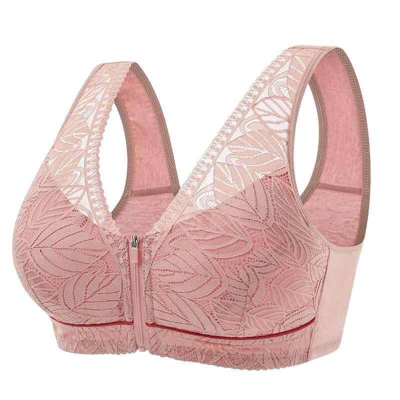 Bezprzewodowy biustonosz z bawełny z koronkowym wykończeniem – plus size Niebieski