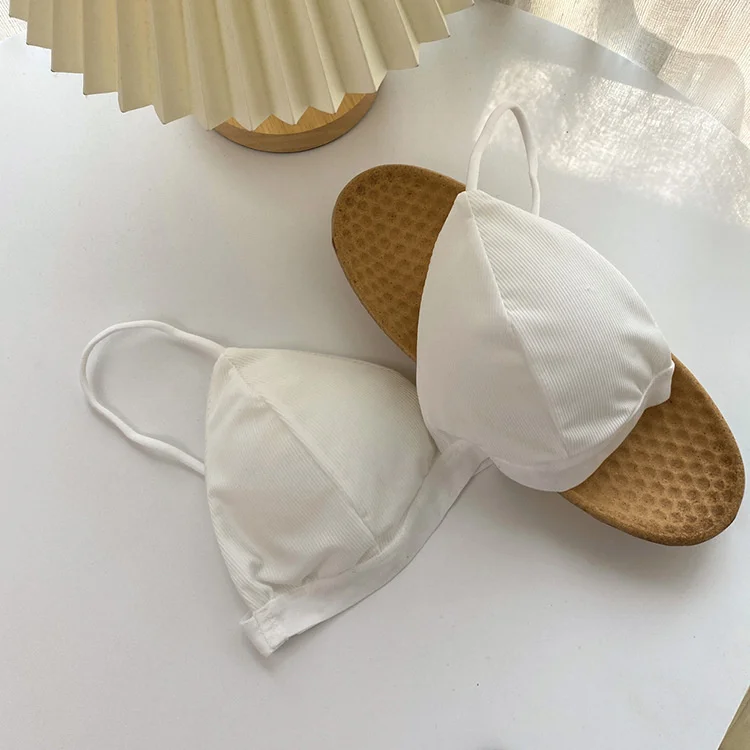 Biustonosz bralette z lodowego jedwabiu koreański styl Biały