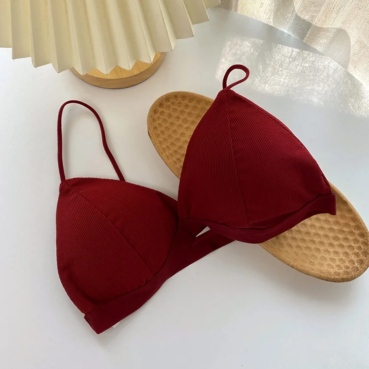 Biustonosz bralette z lodowego jedwabiu koreański styl Nagi
