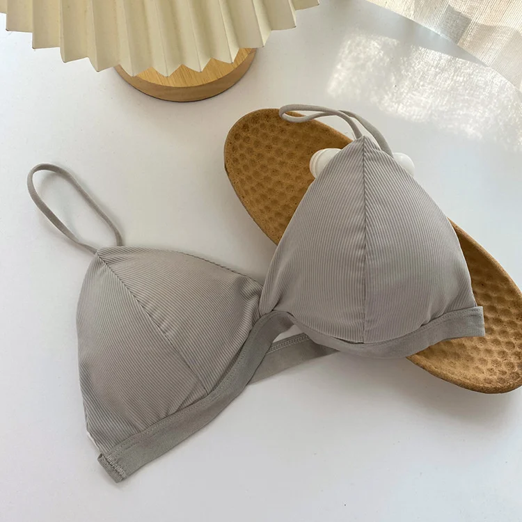 Biustonosz bralette z lodowego jedwabiu koreański styl Szary