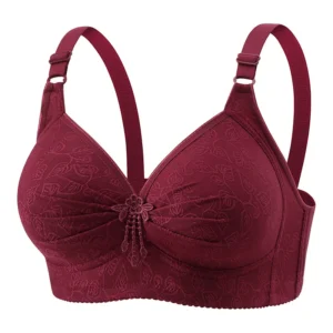 Biustonosz plus size bez fiszbin w dużych rozmiarach 28–56 miseczka B C Bordowy