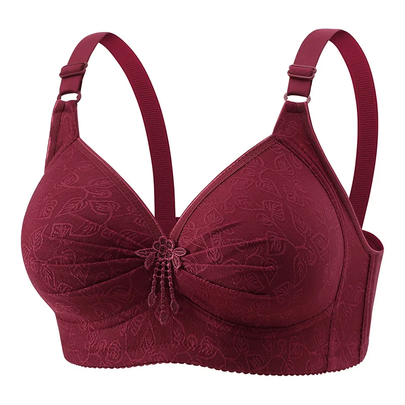 Biustonosz plus size bez fiszbin w dużych rozmiarach 28–56 miseczka B C Bordowy