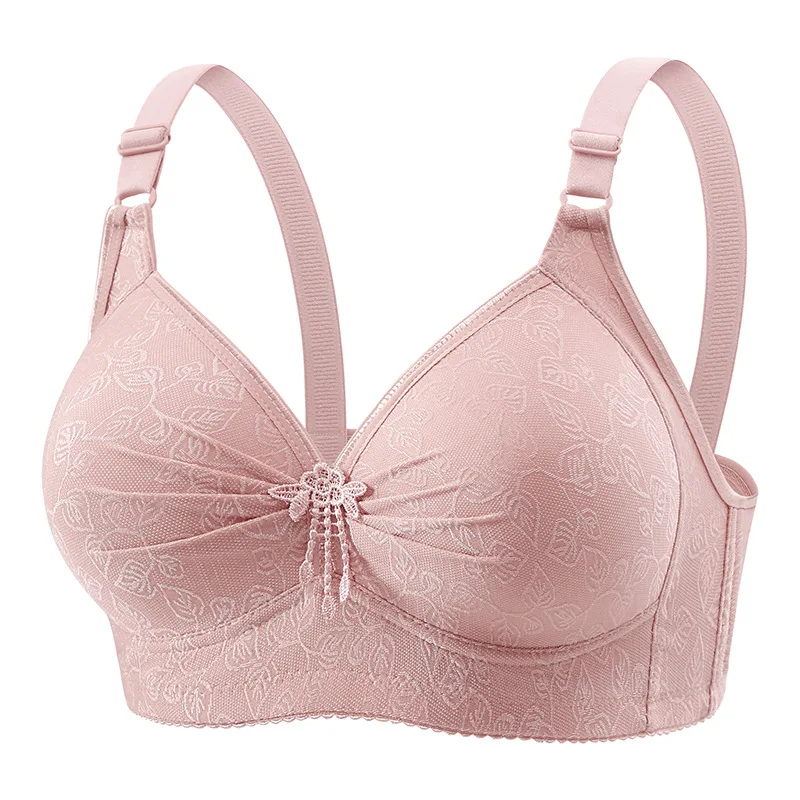 Biustonosz plus size bez fiszbin w dużych rozmiarach 28–56 miseczka B C Różowy