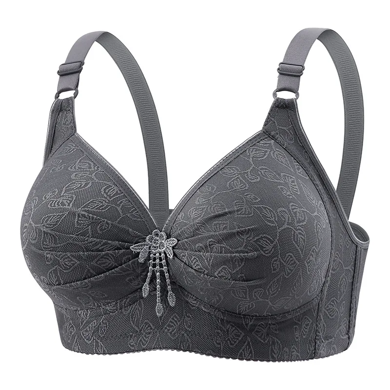 Biustonosz plus size bez fiszbin w dużych rozmiarach 28–56 miseczka B C Szary