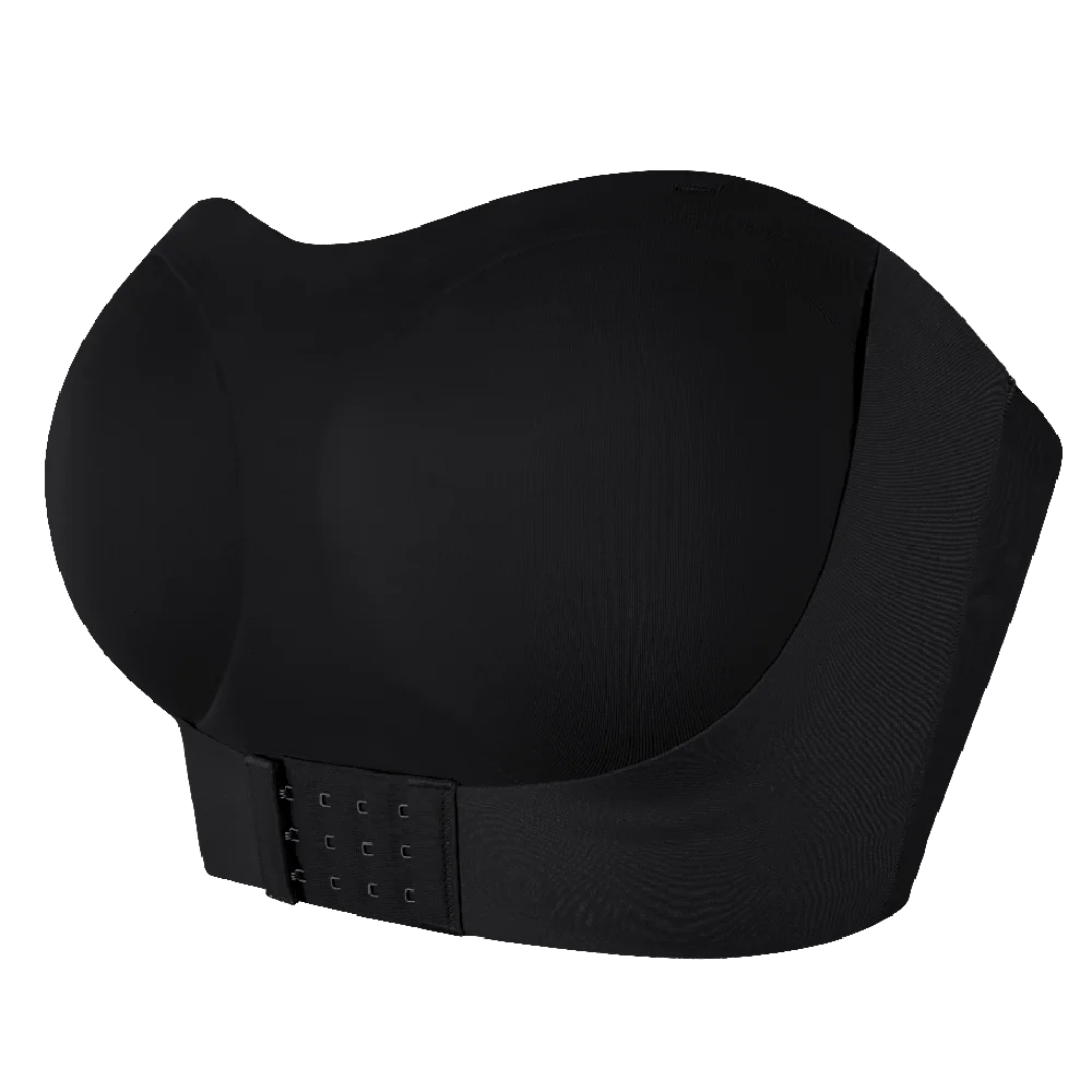 Biustonosz push-up bez fiszbin z odpinanymi ramiączkami plus size Czarny