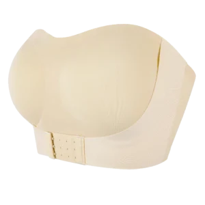 Biustonosz push-up bez fiszbin z odpinanymi ramiączkami plus size Nude