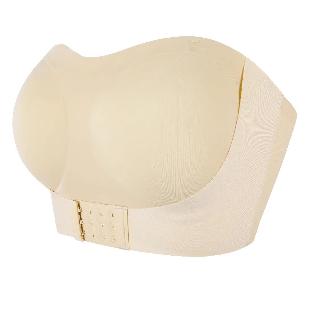 Biustonosz push-up bez fiszbin z odpinanymi ramiączkami plus size Nude