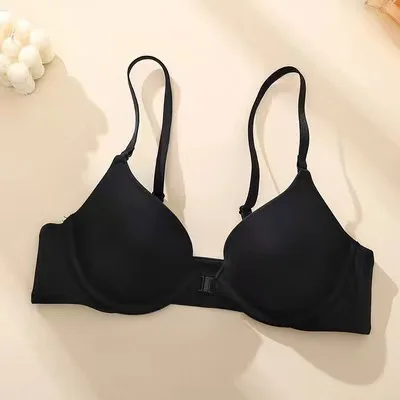 Biustonosz push-up bez fiszbinu zapinany z przodu Czarny