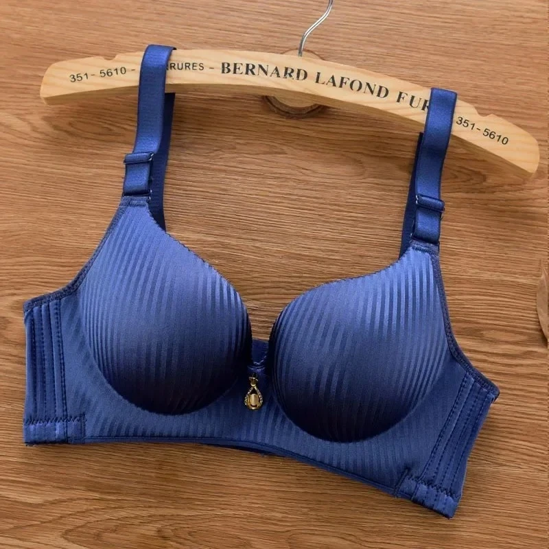 Biustonosz push-up bezszwowy z grubą wkładką Niebieski