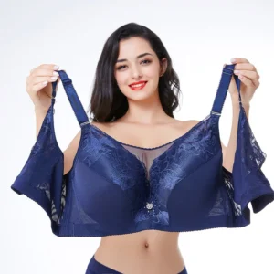 Biustonosz push-up w dużych rozmiarach – bezszwowy, plus size 40–52 Niebieski
