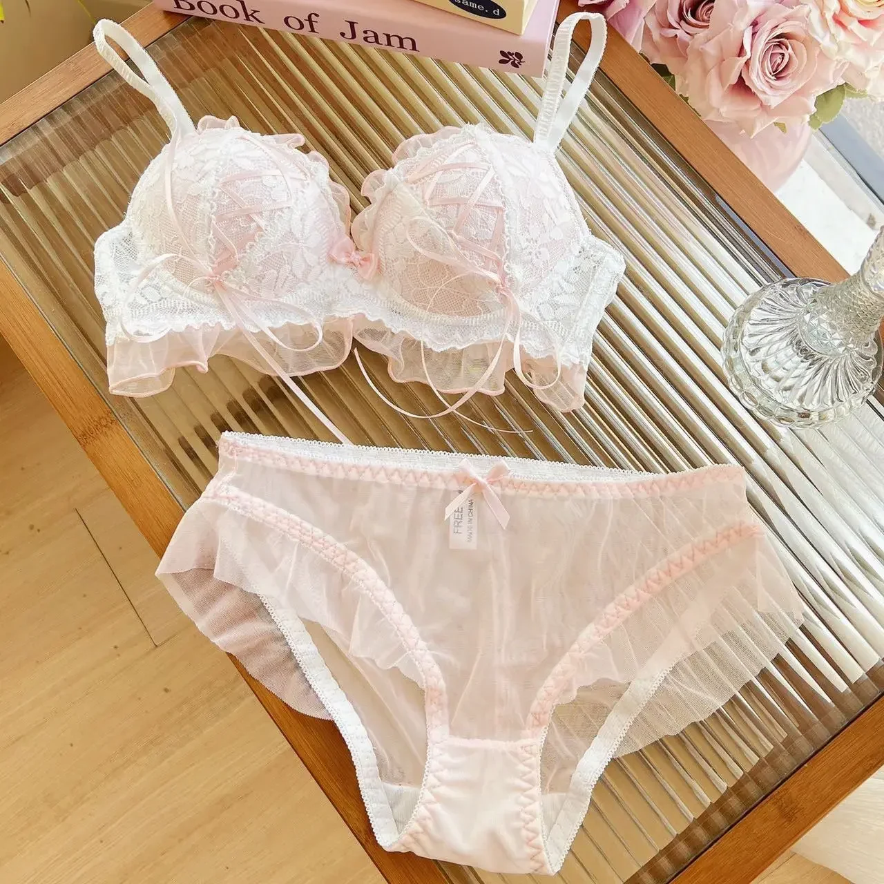 Biustonosz push-up z koronką w stylu Lolita Princess Brązowy
