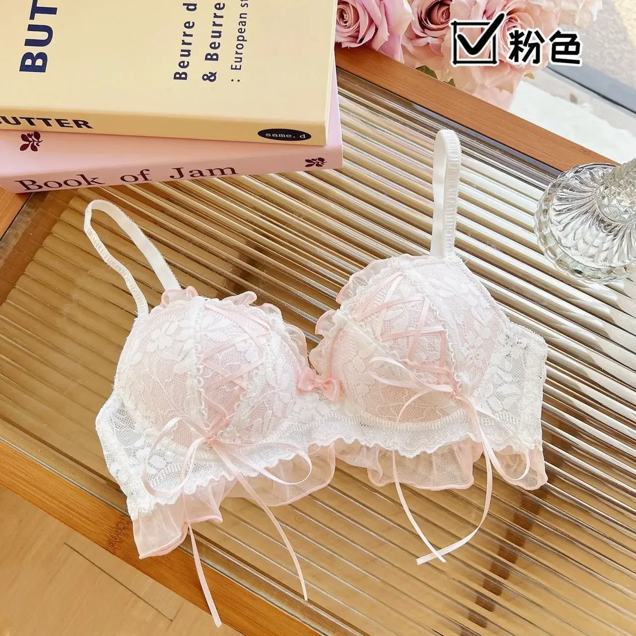 Biustonosz push-up z koronką w stylu Lolita Princess Czarny