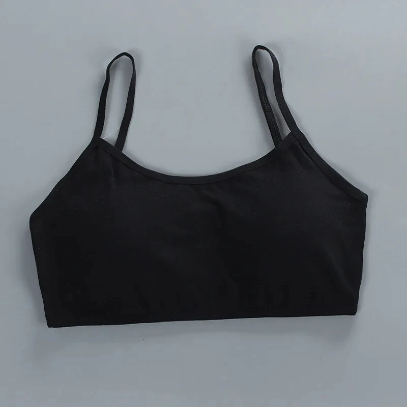 Biustonosz treningowy dla nastolatek bawełna spandex bez fiszbin Beżowy
