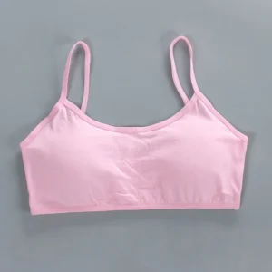 Biustonosz treningowy dla nastolatek bawełna spandex bez fiszbin Błękitny