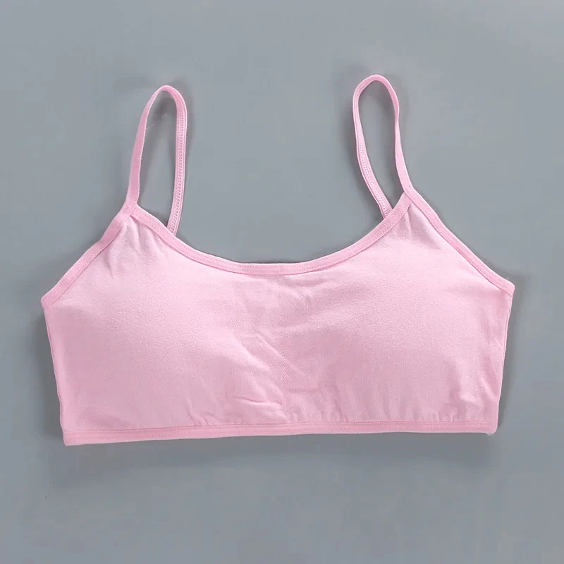 Biustonosz treningowy dla nastolatek bawełna spandex bez fiszbin Błękitny