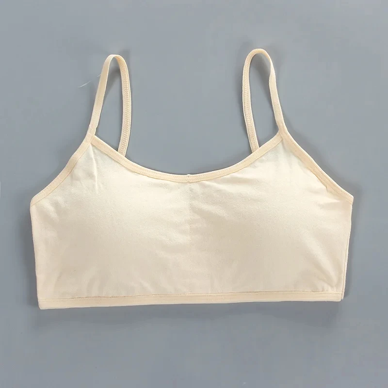 Biustonosz treningowy dla nastolatek bawełna spandex bez fiszbin Czarny