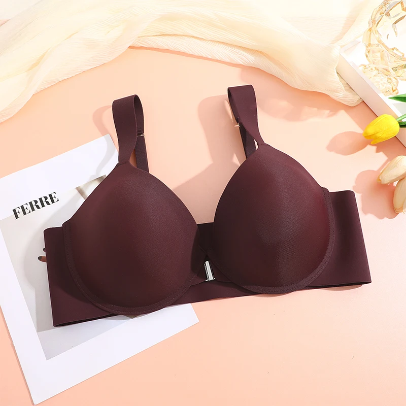 Biustonosz z zapięciem z przodu plus size z szerokim paskiem Błękitny