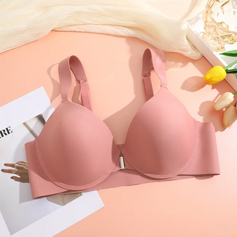 Biustonosz z zapięciem z przodu plus size z szerokim paskiem Niebieski