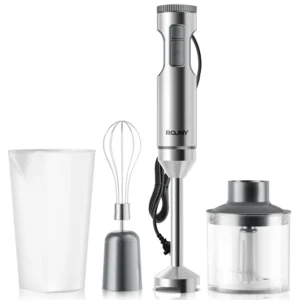 Blender ręczny 4w1 ze stali nierdzewnej z kielichem 700 ml Jasnoszary