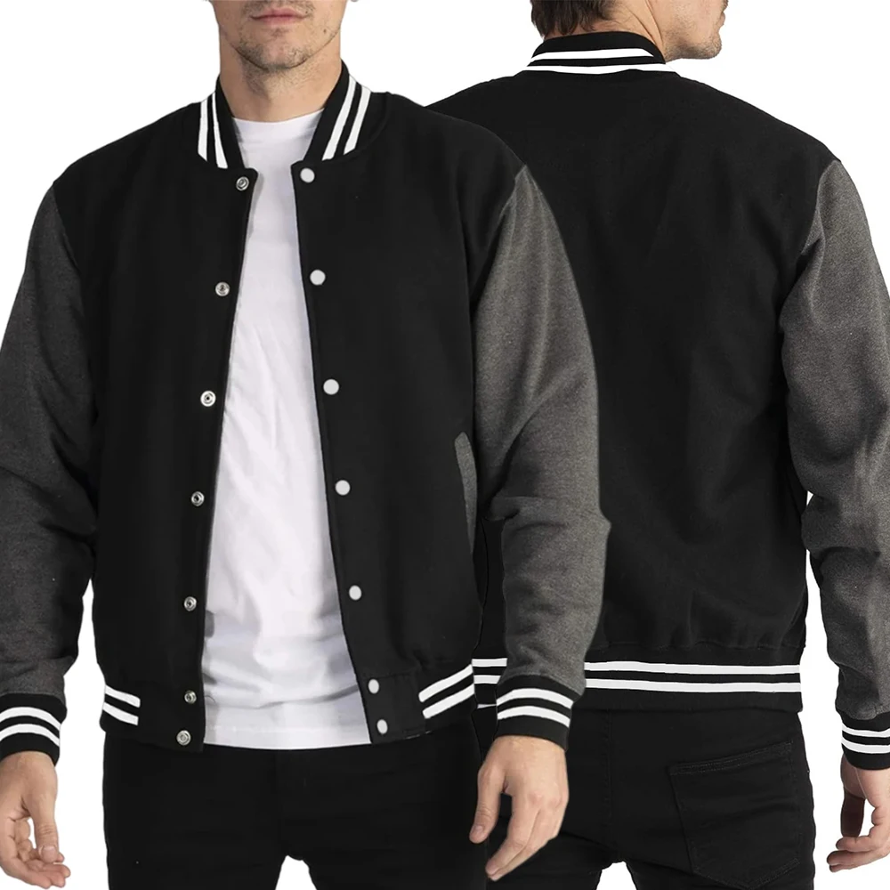 Bluza baseballowa oversize unisex z polaru Czarny