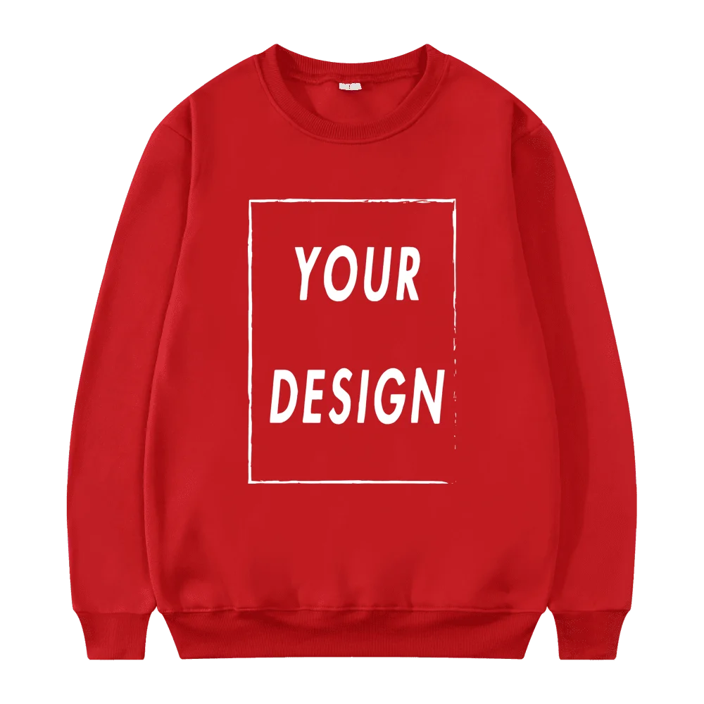 Bluza bez kaptura unisex z okrągłym dekoltem Czerwony