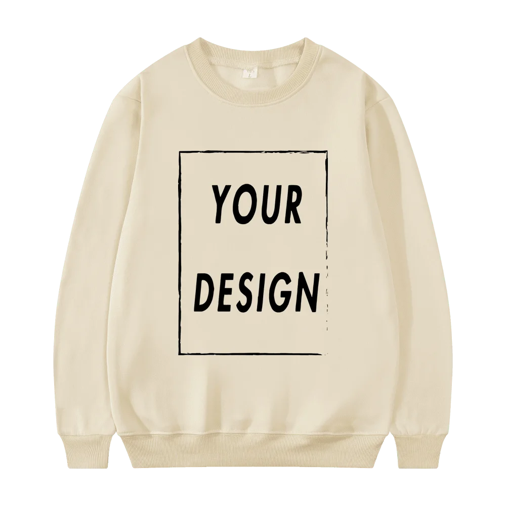 Bluza bez kaptura unisex z okrągłym dekoltem Khaki
