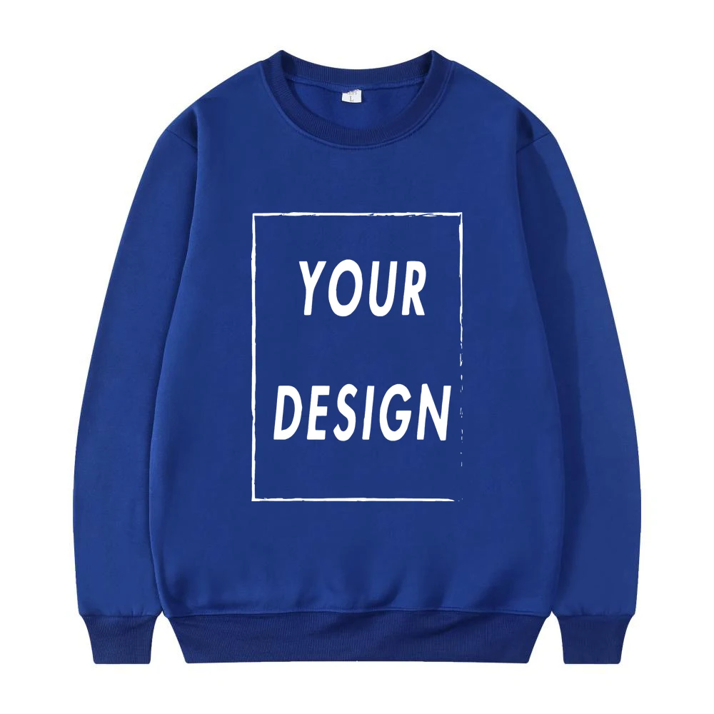 Bluza bez kaptura unisex z okrągłym dekoltem Królewski niebieski