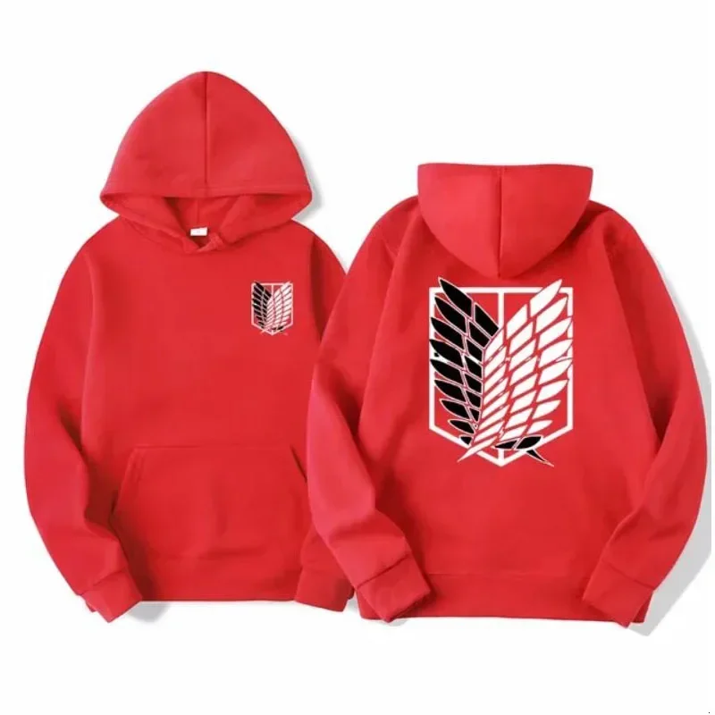 Bluza z kapturem Attack on Titan anime Czerwony