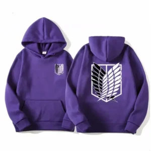 Bluza z kapturem Attack on Titan anime Fioletowy