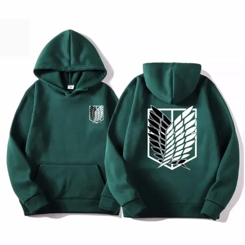 Bluza z kapturem Attack on Titan anime Zielony