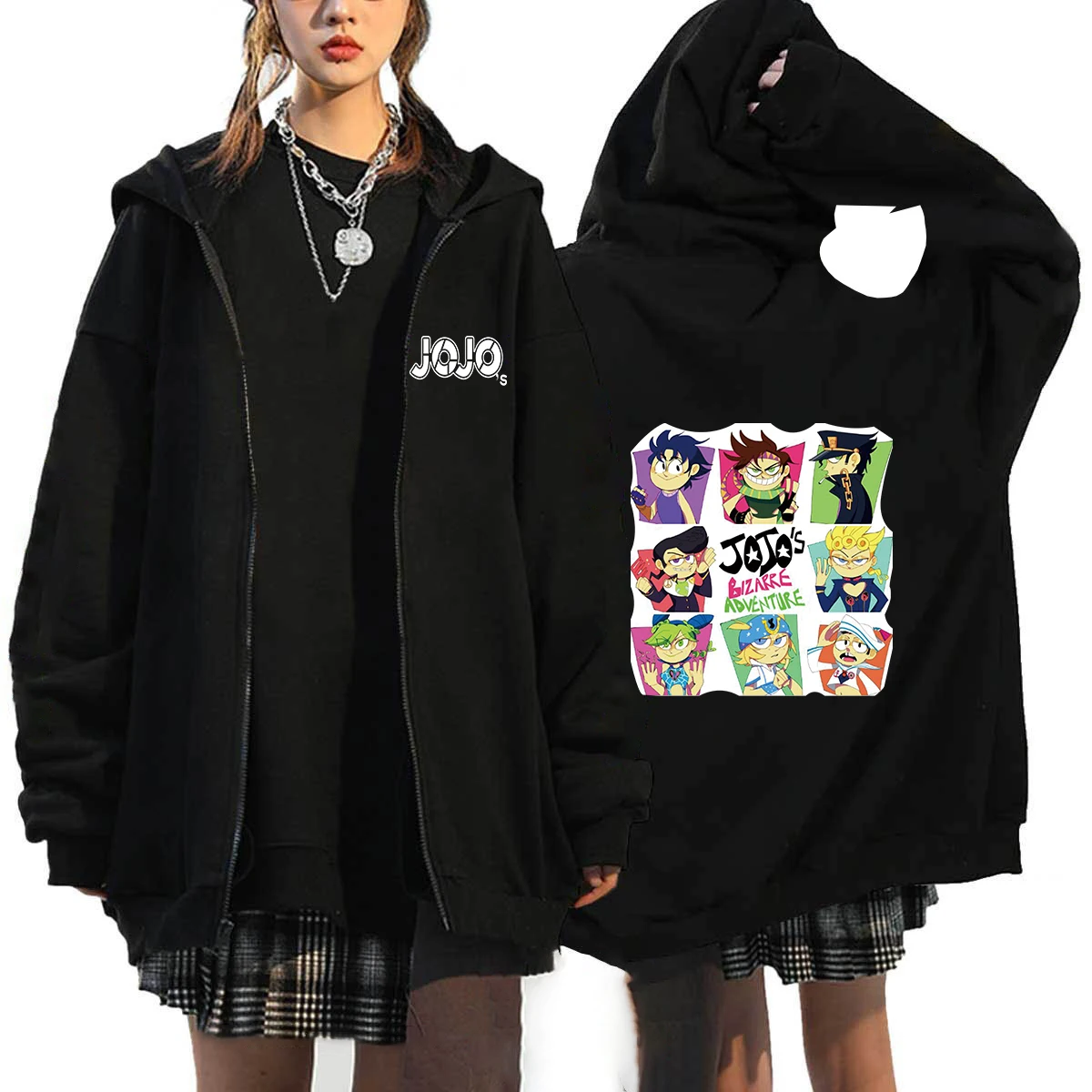 Bluza z kapturem JoJo's Bizarre Adventure na zamek Black5