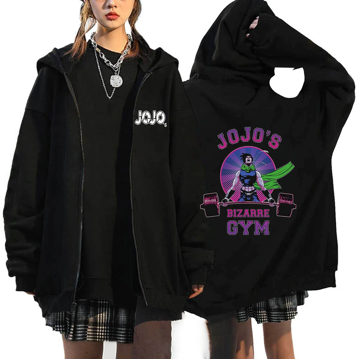 Bluza z kapturem JoJo's Bizarre Adventure na zamek Black6