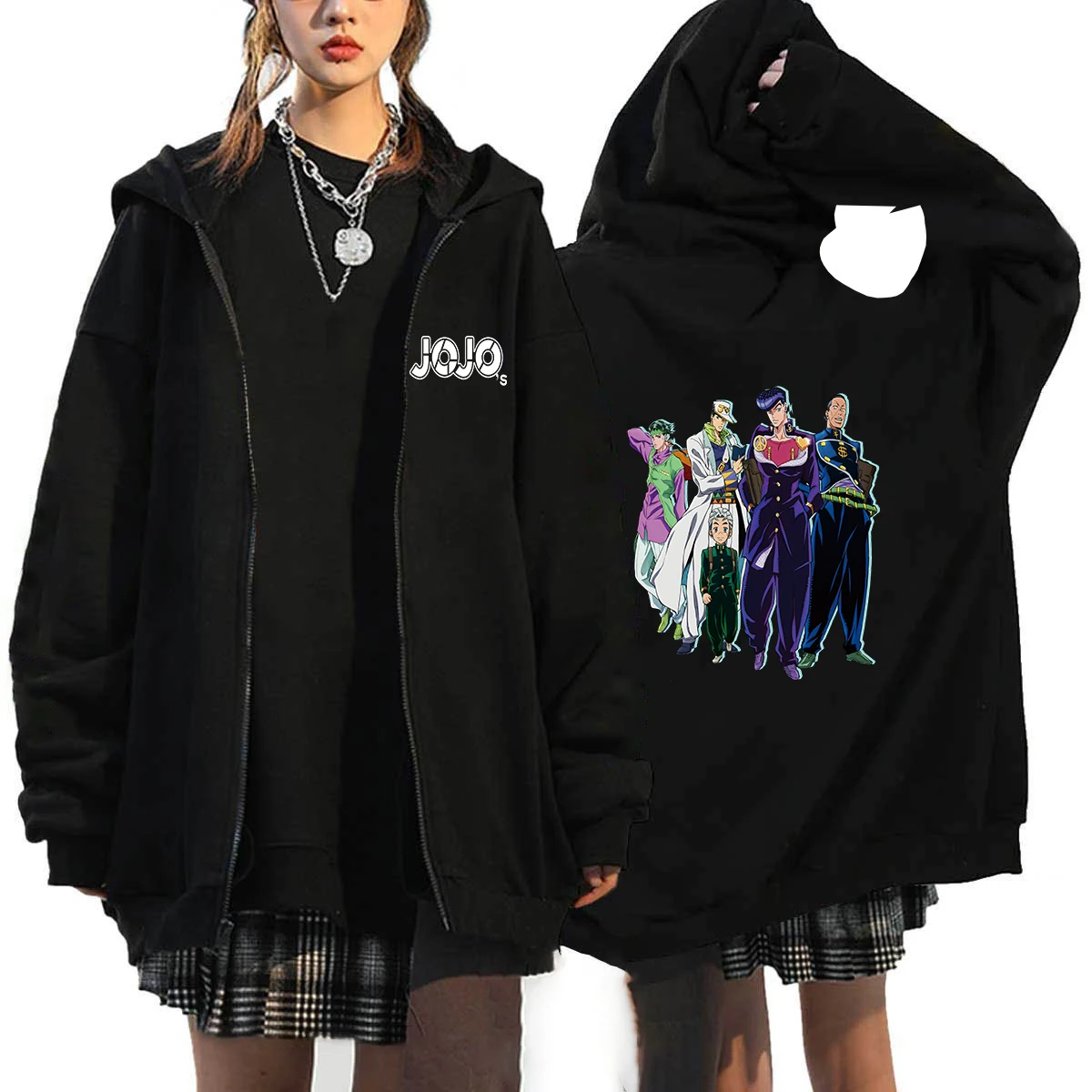 Bluza z kapturem JoJo's Bizarre Adventure na zamek Black7