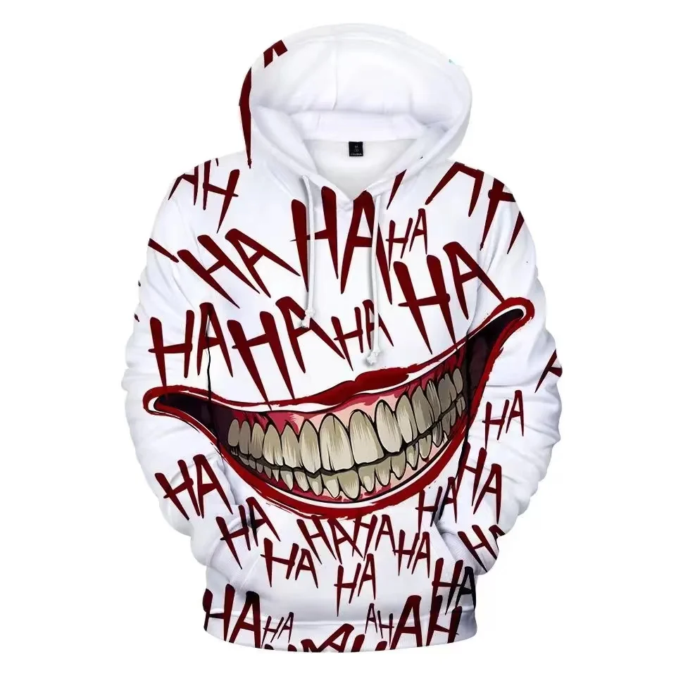 Bluza z kapturem z nadrukiem 3D Joker oversize Lmxqh2024171pf