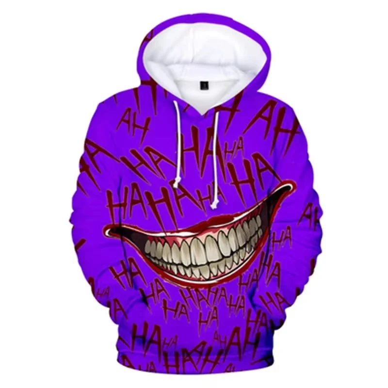 Bluza z kapturem z nadrukiem 3D Joker oversize Lmxqh2024171pl
