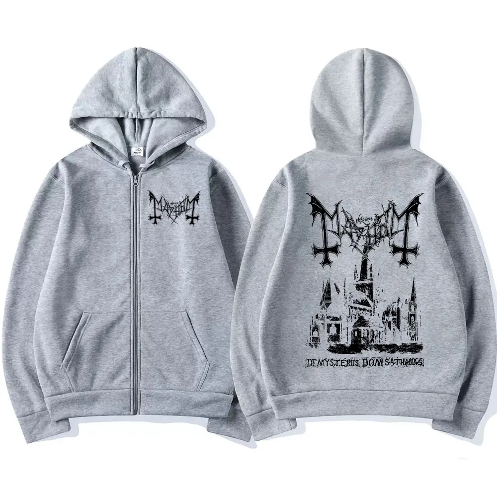 Bluza z kapturem na zamek z nadrukiem Mayhem - unisex, oversize Gary
