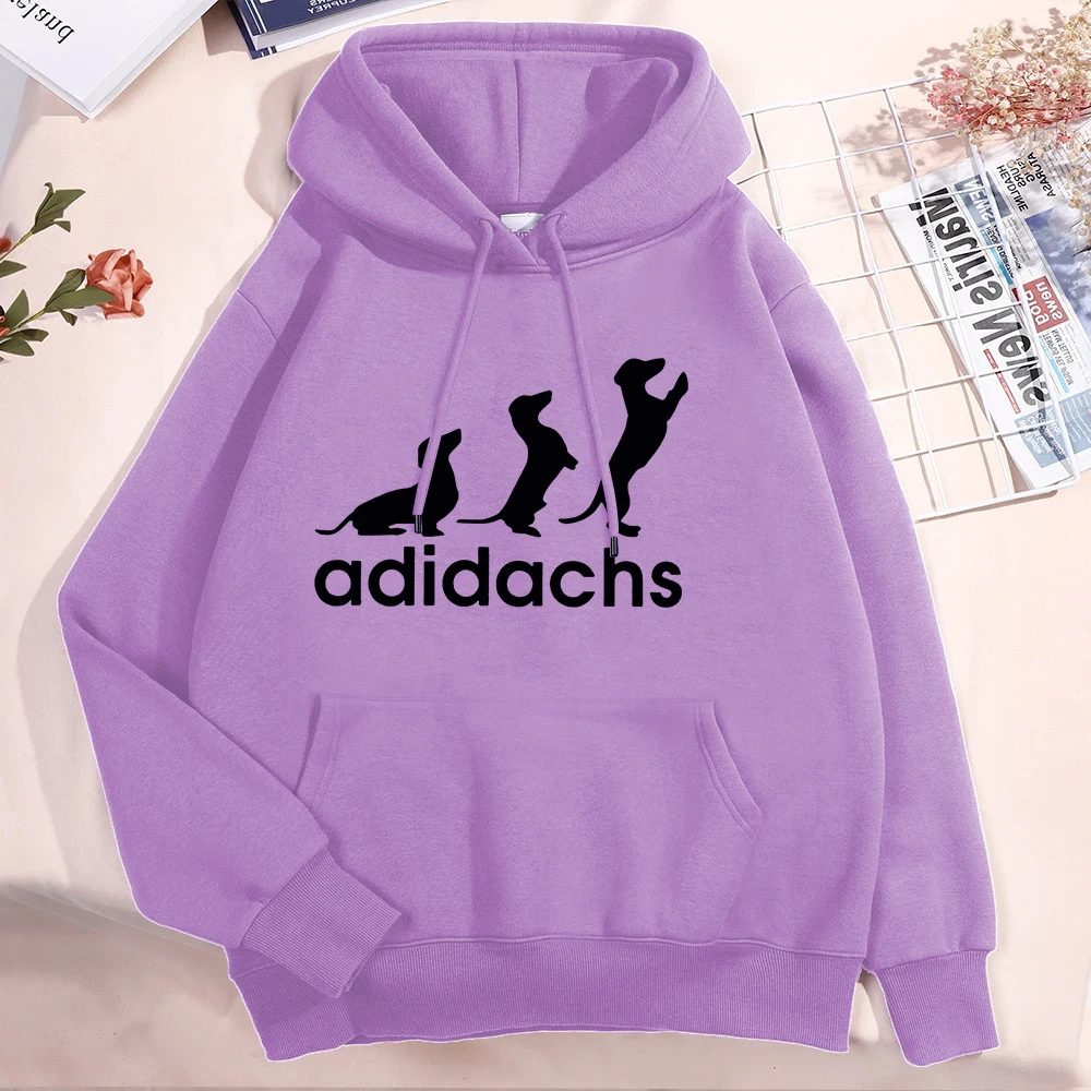 Bluza z kapturem z jamnikiem – unisex, z polarem w środku Fioletowy