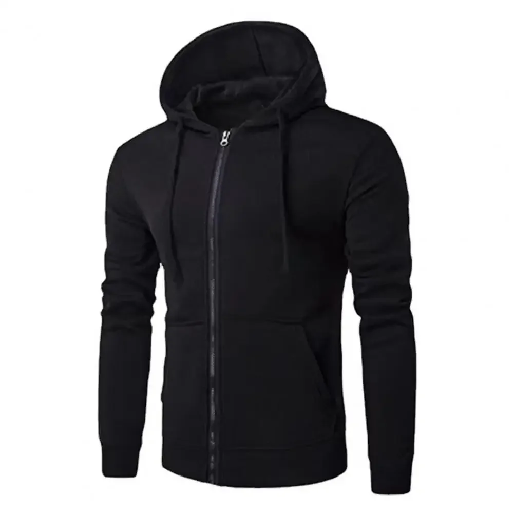 Bluza męska z kapturem i suwakiem na wiosnę Czarny