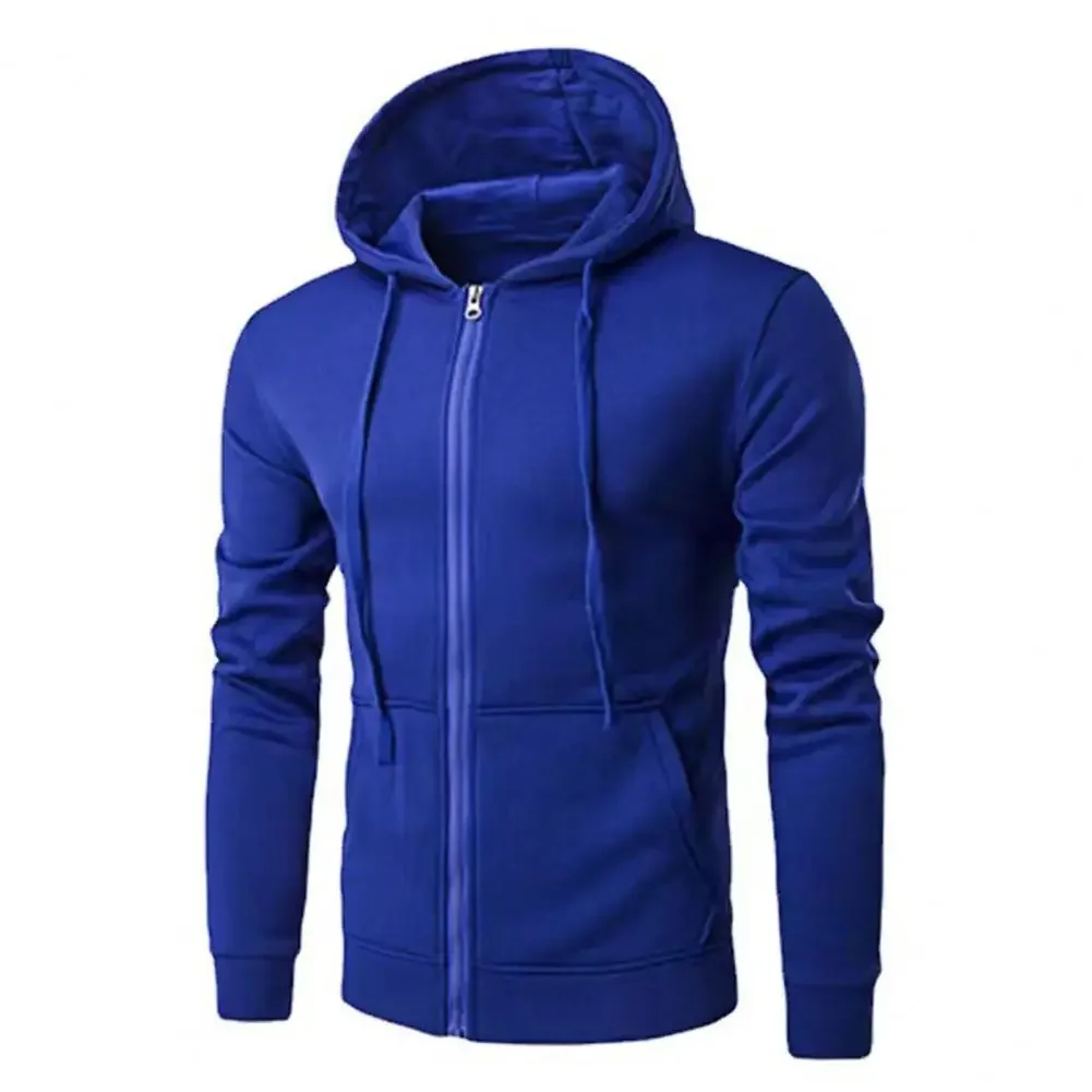 Bluza męska z kapturem i suwakiem na wiosnę Niebieski