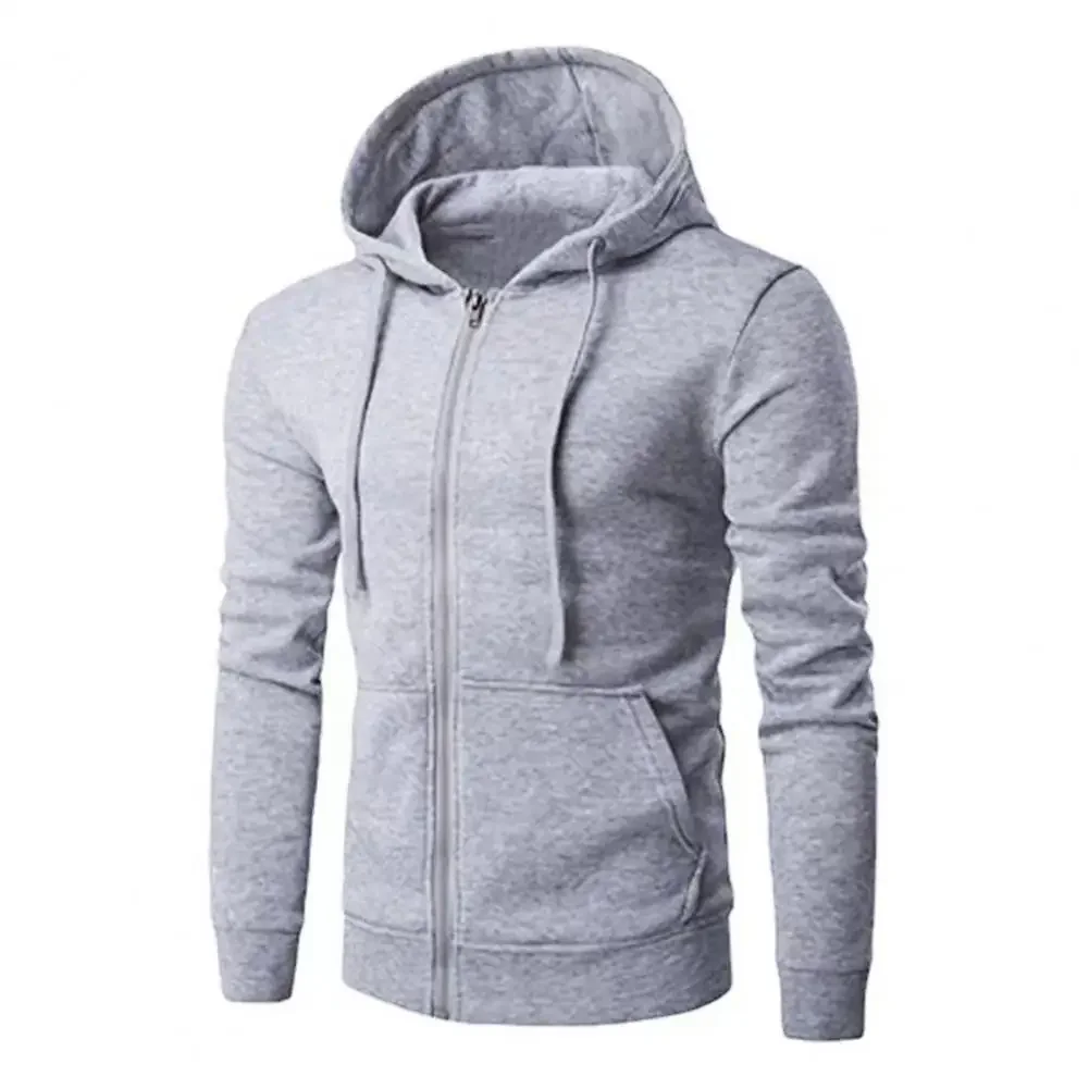Bluza męska z kapturem i suwakiem na wiosnę Szary