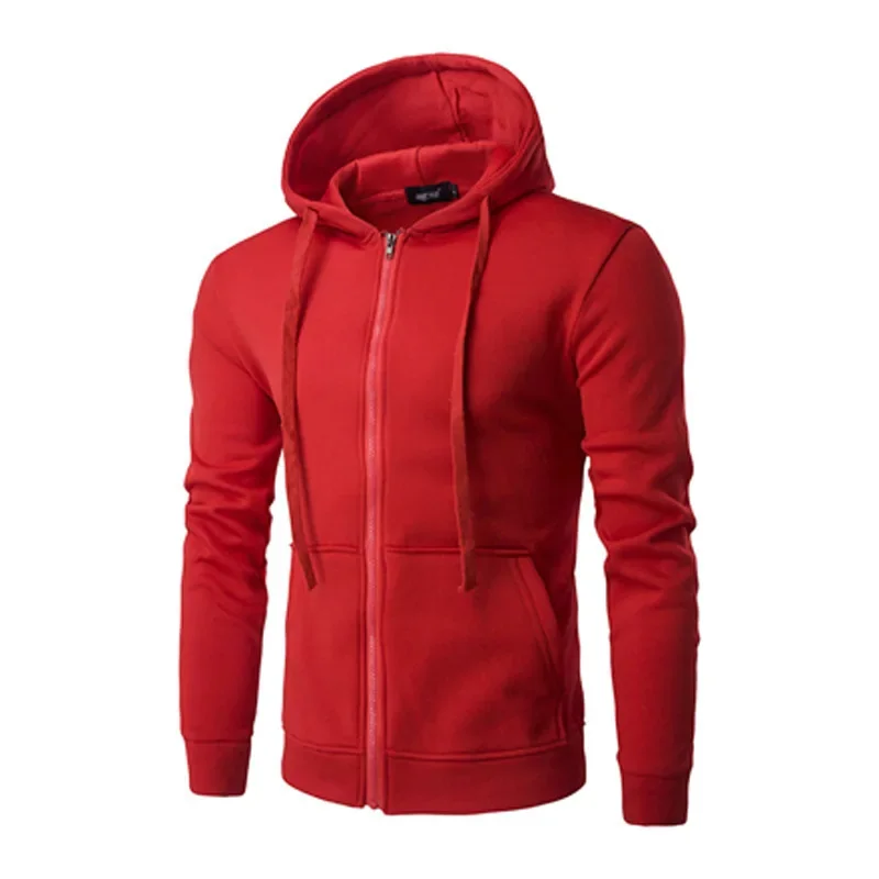 Bluza męska z kapturem i suwakiem na wiosnę Czerwony