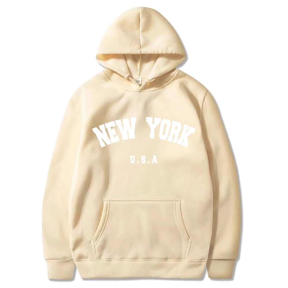 Bluza męska z kapturem New York z nadrukiem Khaki