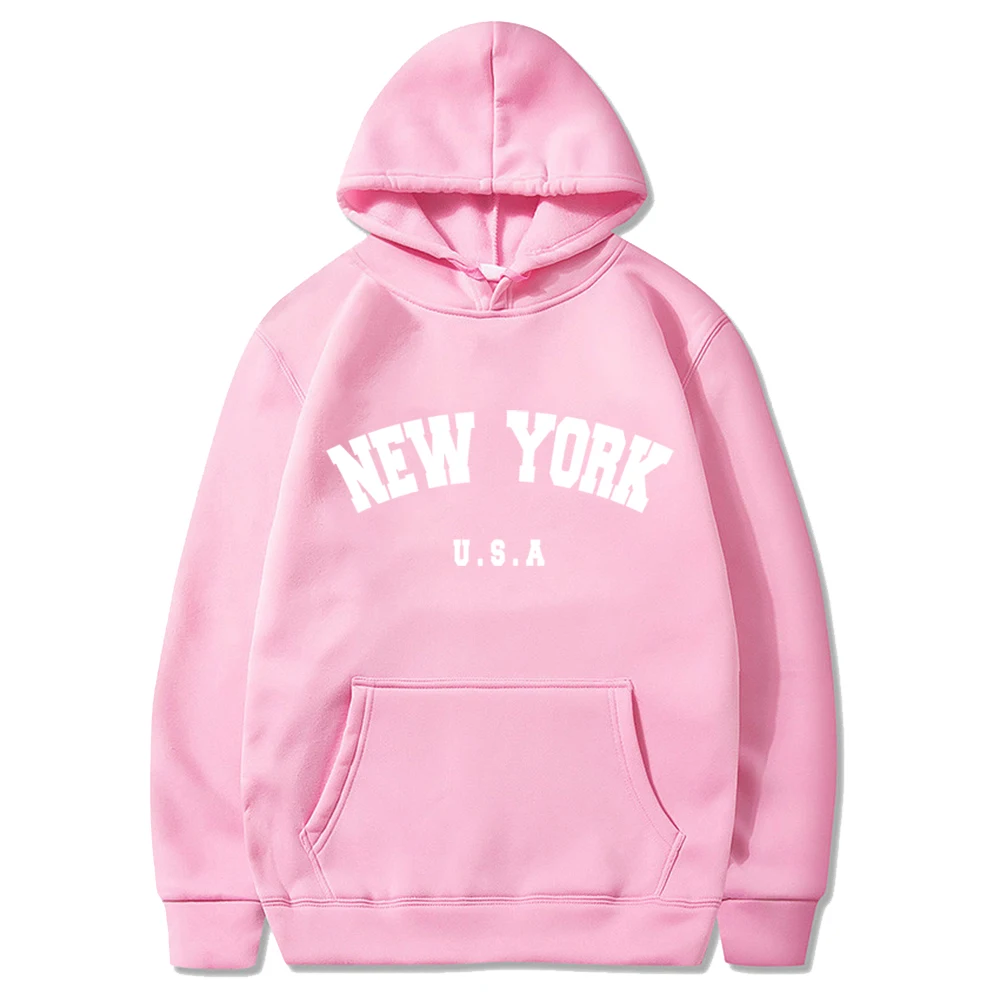 Bluza męska z kapturem New York z nadrukiem Różowy