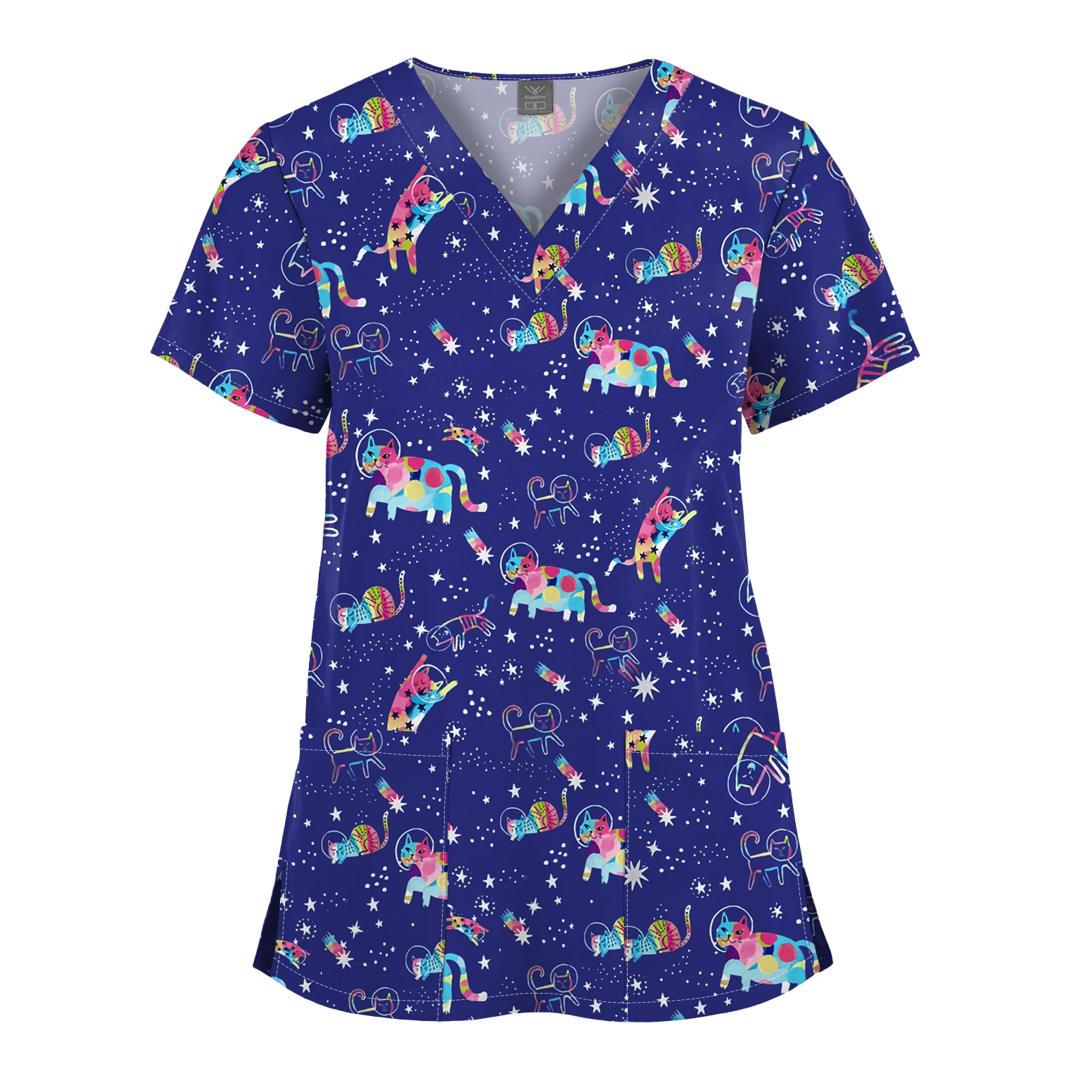 Bluza pielęgniarska scrubs damska — kolorowe uniformy medyczne Fuksja