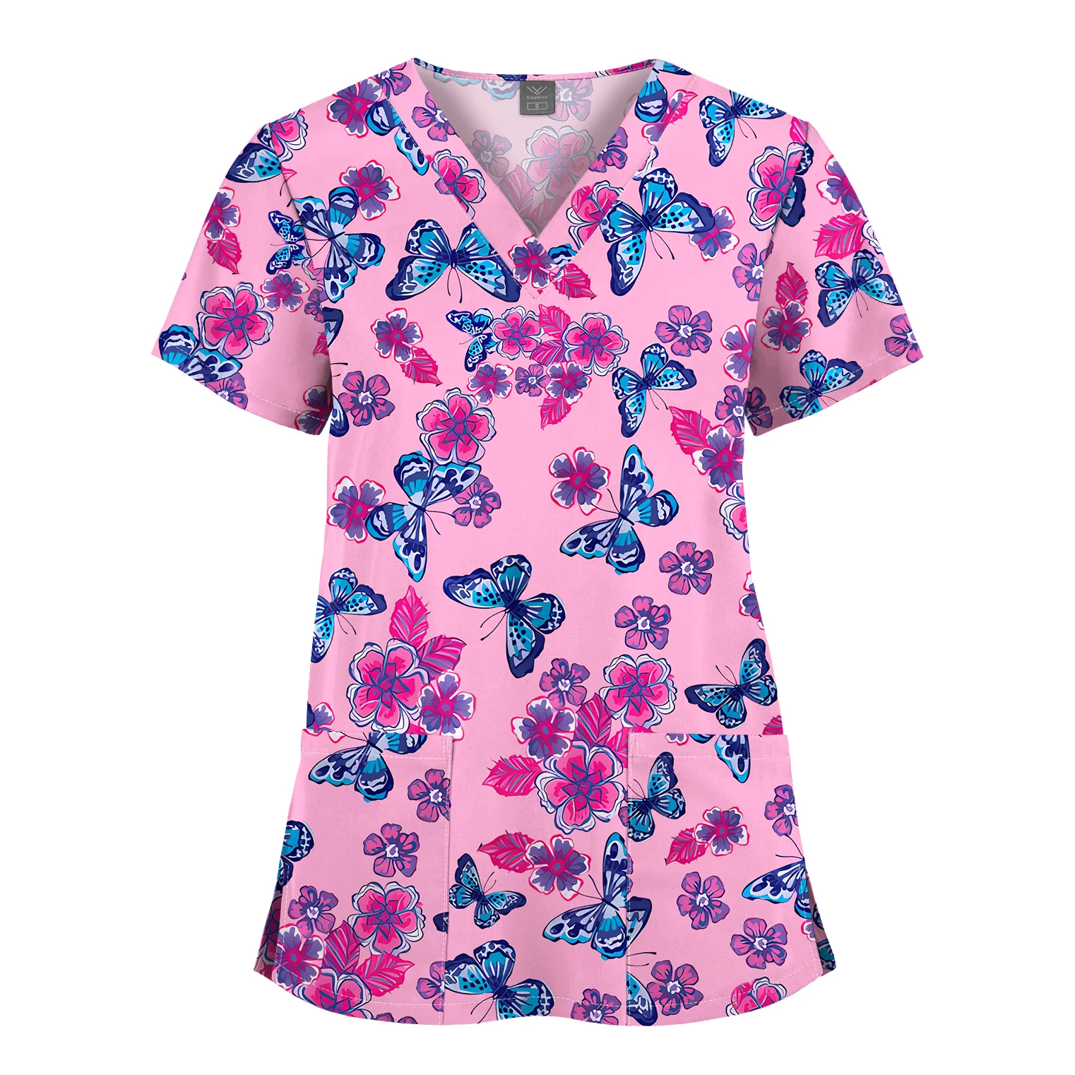 Bluza pielęgniarska scrubs damska — kolorowe uniformy medyczne Koralowa czerwona